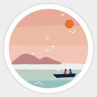 Lake sunset Sticker